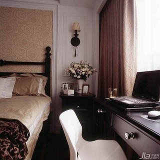 美式风格公寓富裕型140平米以上卧室卧室背景墙书桌台湾家居