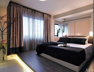简约风格公寓富裕型卧室卧室背景墙床台湾家居