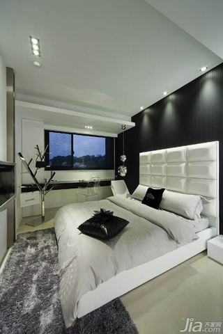 简约风格公寓富裕型130平米卧室卧室背景墙床台湾家居