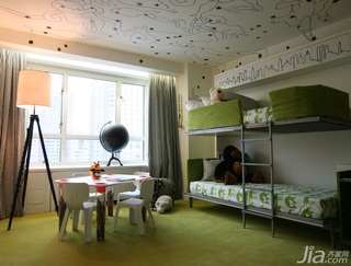 混搭风格公寓绿色经济型80平米卧室床海外家居
