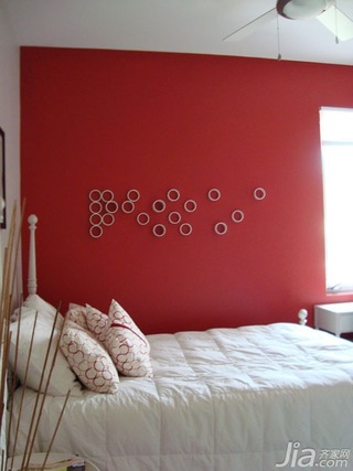 简约风格公寓红色经济型90平米卧室卧室背景墙床海外家居