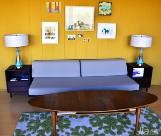 田园风格三居室黄色经济型90平米客厅沙发海外家居