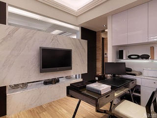 混搭风格公寓富裕型140平米以上书房电视背景墙书桌台湾家居