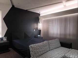 简约风格公寓富裕型140平米以上卧室卧室背景墙床台湾家居