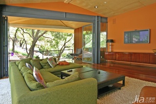 混搭风格别墅橙色经济型140平米以上客厅沙发海外家居