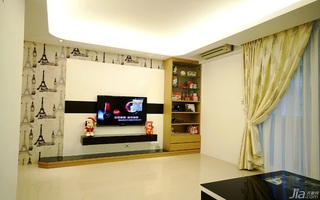 混搭风格三居室富裕型客厅电视背景墙窗帘台湾家居
