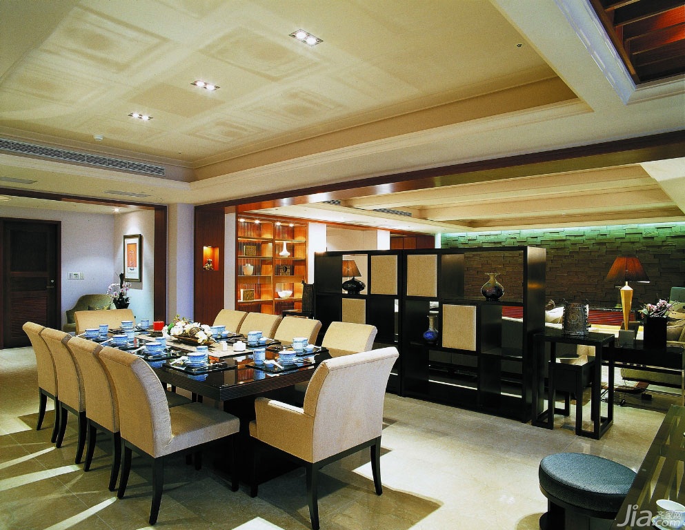 豪华型装修,别墅装修,中式风格,140平米以上装修,台湾家居,餐厅,餐桌,隔断