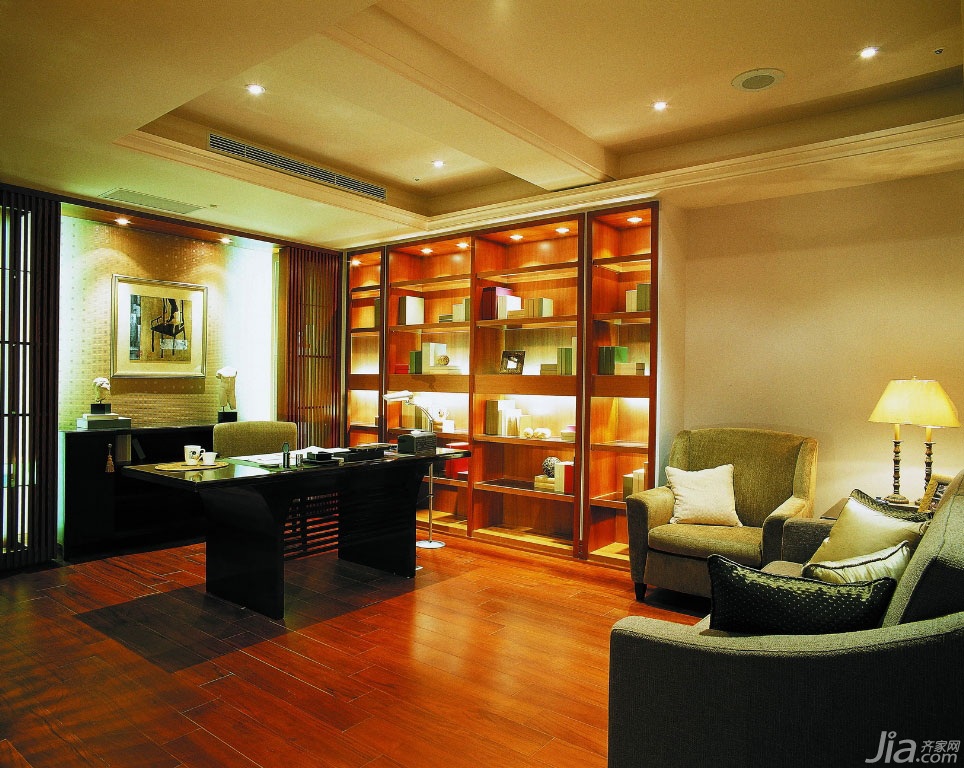 豪华型装修,别墅装修,中式风格,140平米以上装修,台湾家居,书房,吊顶,书架,书桌
