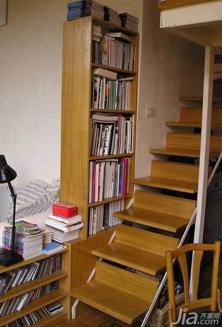 小户型装修,跃层装修,60平米装修,简约风格,海外家居,楼梯,书架