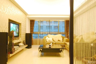 新古典风格公寓富裕型130平米客厅电视背景墙茶几台湾家居