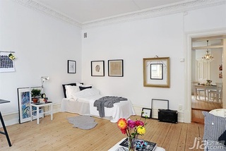 宜家风格小户型经济型卧室背景墙床效果图