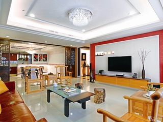 中式风格别墅豪华型140平米以上客厅电视背景墙茶几台湾家居
