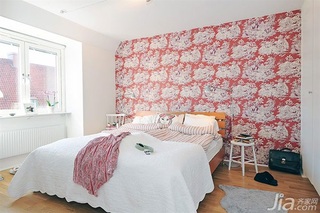 宜家风格二居室小清新经济型卧室卧室背景墙床效果图