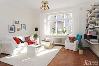 宜家风格二居室小清新白色经济型客厅沙发背景墙沙发效果图