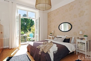 宜家风格二居室暖色调经济型卧室卧室背景墙床图片