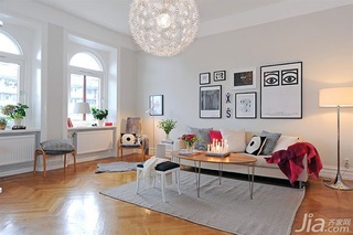 宜家风格三居室白色经济型客厅沙发背景墙沙发图片