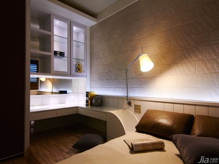 简约风格公寓富裕型120平米卧室卧室背景墙床头柜台湾家居