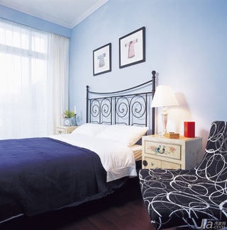 混搭风格别墅蓝色富裕型140平米以上卧室床头柜台湾家居