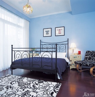 混搭风格别墅蓝色富裕型140平米以上卧室床台湾家居