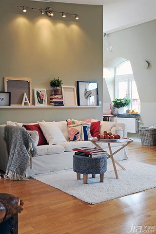宜家风格三居室经济型110平米客厅沙发背景墙茶几图片