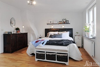 宜家风格三居室经济型110平米卧室卧室背景墙床图片