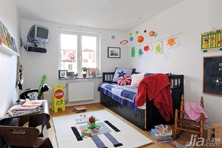 宜家风格三居室经济型110平米儿童房背景墙儿童床效果图