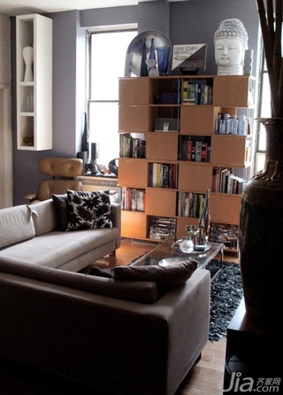 混搭风格公寓经济型70平米书架海外家居