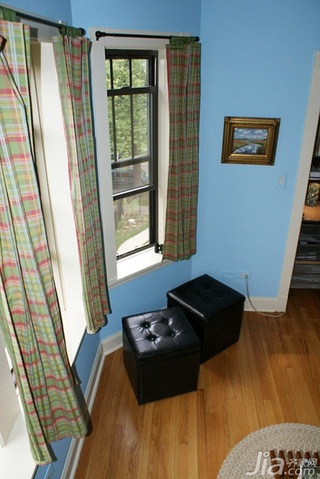混搭风格别墅蓝色经济型80平米客厅窗帘海外家居