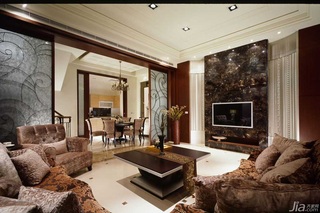 新古典风格公寓富裕型110平米客厅电视背景墙茶几台湾家居