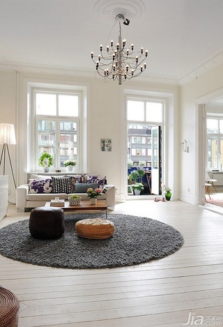 北欧风格三居室白色90平米客厅沙发图片