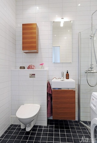 北欧风格三居室白色90平米卫生间浴室柜效果图