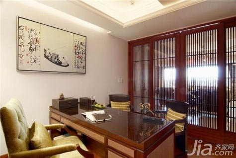 新古典风格,别墅装修,富裕型装修,台湾家居,书房,书桌,装饰画,四房以上装修