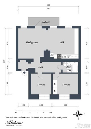 北欧风格公寓经济型户型图