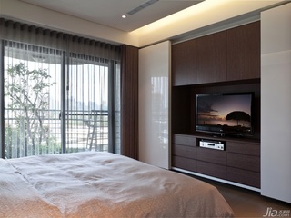 简约风格三居室豪华型130平米卧室电视背景墙窗帘台湾家居