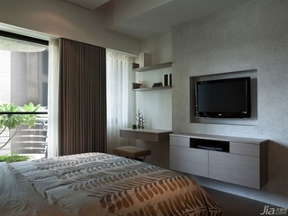 简约风格三居室豪华型130平米卧室电视背景墙书桌台湾家居