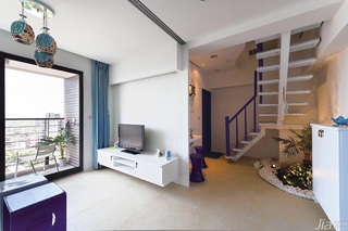 混搭风格公寓富裕型70平米客厅楼梯电视柜台湾家居