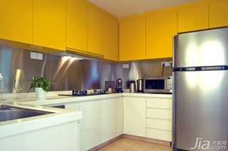 简约风格二居室黄色经济型厨房橱柜婚房平面图