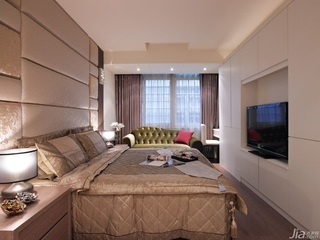 简约风格公寓富裕型140平米以上卧室电视背景墙床台湾家居
