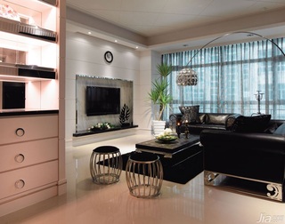 混搭风格公寓豪华型140平米以上客厅电视背景墙沙发台湾家居