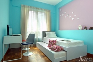 简约风格三居室蓝色富裕型儿童房儿童床效果图