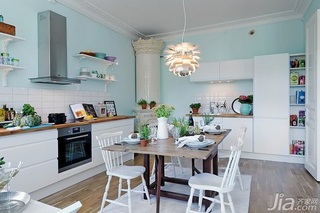 宜家风格四房蓝色经济型厨房背景墙橱柜效果图