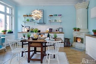 宜家风格四房蓝色经济型厨房背景墙橱柜设计图纸