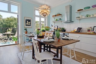 宜家风格四房蓝色经济型厨房背景墙橱柜设计图