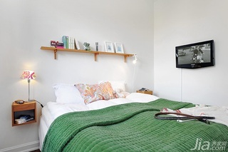 北欧风格小户型小清新经济型50平米卧室卧室背景墙床头柜效果图