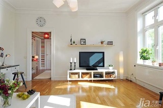 宜家风格小户型经济型60平米客厅电视背景墙电视柜效果图