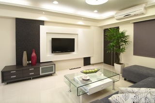 简约风格公寓富裕型80平米客厅电视背景墙茶几台湾家居
