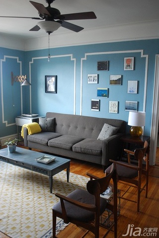 美式乡村风格公寓经济型100平米背景墙沙发效果图