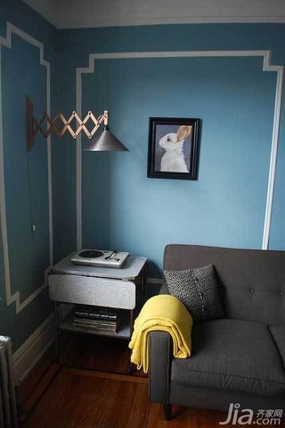美式乡村风格公寓蓝色经济型100平米客厅沙发图片
