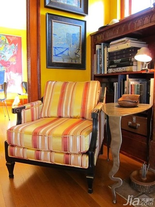 混搭风格三居室黄色富裕型110平米书架海外家居