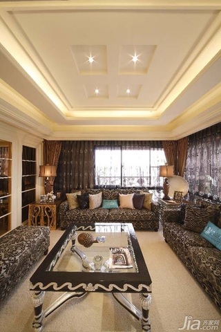 新古典风格公寓富裕型140平米以上客厅吊顶茶几台湾家居
